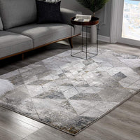 4’ x 6’ Gray and Ivory Abstract Distressed Area Rug