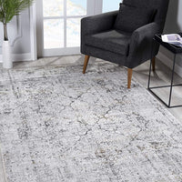 7’ x 10’ Gray and Ivory Abstract Distressed Area Rug