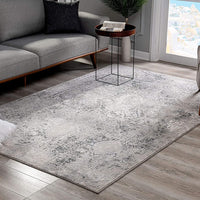 4’ x 6’ Gray and Ivory Abstract Distressed Area Rug