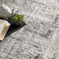 8’ x 11’ Gray and Ivory Abstract Distressed Area Rug