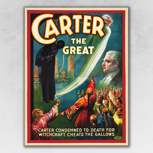 20" x 28" Vintage 1926 Carter Witchcraft Magic Poster Wall Art