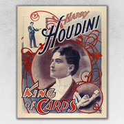 20" X 16" Houdini King Of Cards Vintage Magic Poster Wall Art