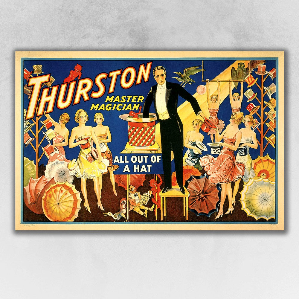 36" x 54" Thurston Out of a Hat Vintage Magic Poster Wall Art