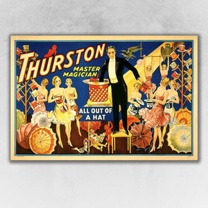 20" x 30" Thurston Out of a Hat Vintage Magic Poster Wall Art