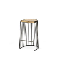 Wood and Metal Wire Design Counter Stool