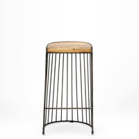 Wood and Metal Wire Design Counter Stool