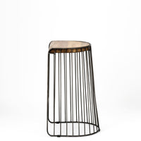 Wood and Metal Wire Design Counter Stool