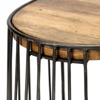 Wood and Metal Wire Design Counter Stool