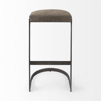 Dark Brown Leather C Shape Metal Bar Stool