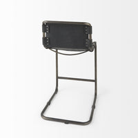 Black Leather Iron Framed Counter Stool