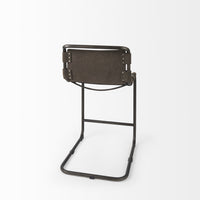 Dark Brown Leather Iron Framed Counter Stool