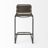 Dark Brown Leather Iron Framed Bar Stool