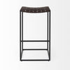 Dark Brown Woven Leather Bar Stool