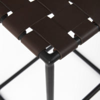 Dark Brown Woven Leather Bar Stool