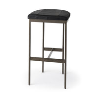 Black Leather Bar Stool with Gold Metal Frame