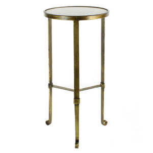 Gold And White Marble Side Table