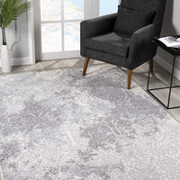 4’ x 6’ Cream and Gray Tinted Ogee Pattern Area Rug