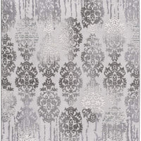 7’ x 10’ Gray Dripping Damask Area Rug