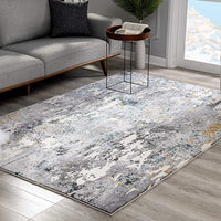 7’ x 10’ Gray Distressed Modern Abstract Area Rug