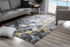 8’ x 11’ Gray and Gold Cubic Block Area Rug