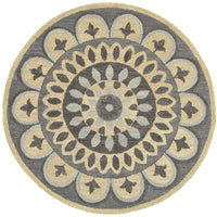 6’ Round Gray Floral Bloom Area Rug