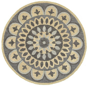 6’ Round Gray Floral Bloom Area Rug