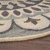 6’ Round Gray Floral Bloom Area Rug