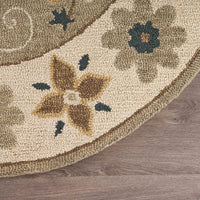 4’ Round Taupe Traditional Medallion Area Rug