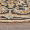 6’ Round Black Flower Blossom Area Rug