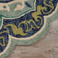 6’ Round Blue Ornate Medallion Area Rug