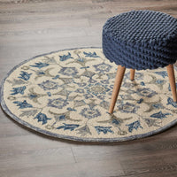 6’ Round Blue Floral Oasis Area Rug