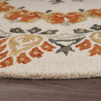 6’ Round Orange Boho Medallion Area Rug