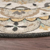 4’ Round Gray and Ivory Floral Bloom Area Rug