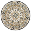 6’ Round Gray and Ivory Floral Bloom Area Rug