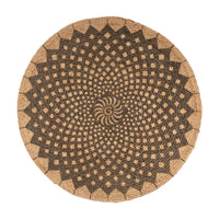 6’ Round Brown Geometric Medallion Area Rug