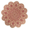 6’ Round Tan and Red Boho Chic Area Rug