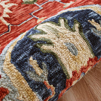 7’ x 9’ Red and Blue Floral Medallion Area Rug