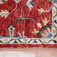 7’ x 9’ Red and Blue Floral Medallion Area Rug