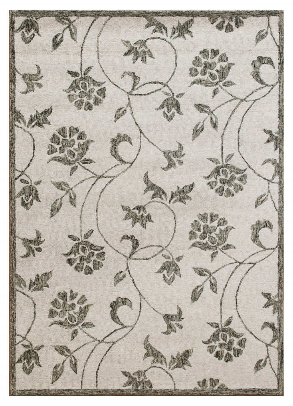 5’ x 7’ Gray and Ivory Filigree Area Rug