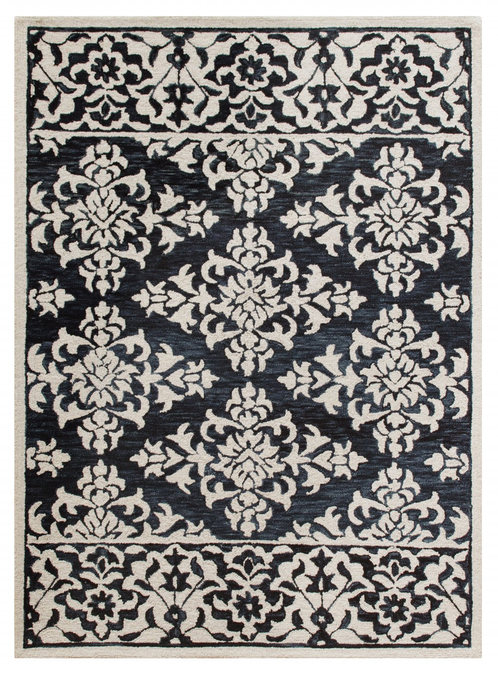 5’ x 7’ Blue and Ivory Decorative Area Rug