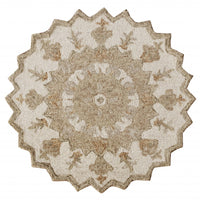 3’ Round Tan Retro Modern Medallion Area Rug