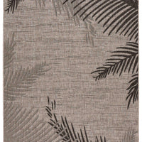 8’ x 9’ Beige Palm Leaves Indoor Outdoor Scatter Rug