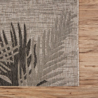 8’ x 9’ Beige Palm Leaves Indoor Outdoor Scatter Rug