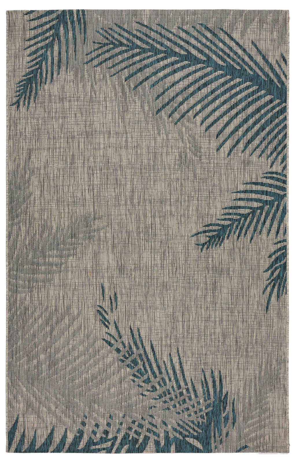 8’ x 9’ Gray Palm Leaves Indoor Outdoor Area Rug