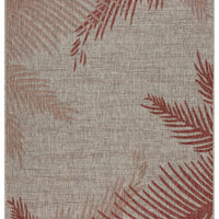 5’ x 7’ Red Palm Leaves Indoor Outdoor Area Rug