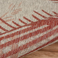 8’ x 9’ Red Palm Leaves Indoor Outdoor Area Rug