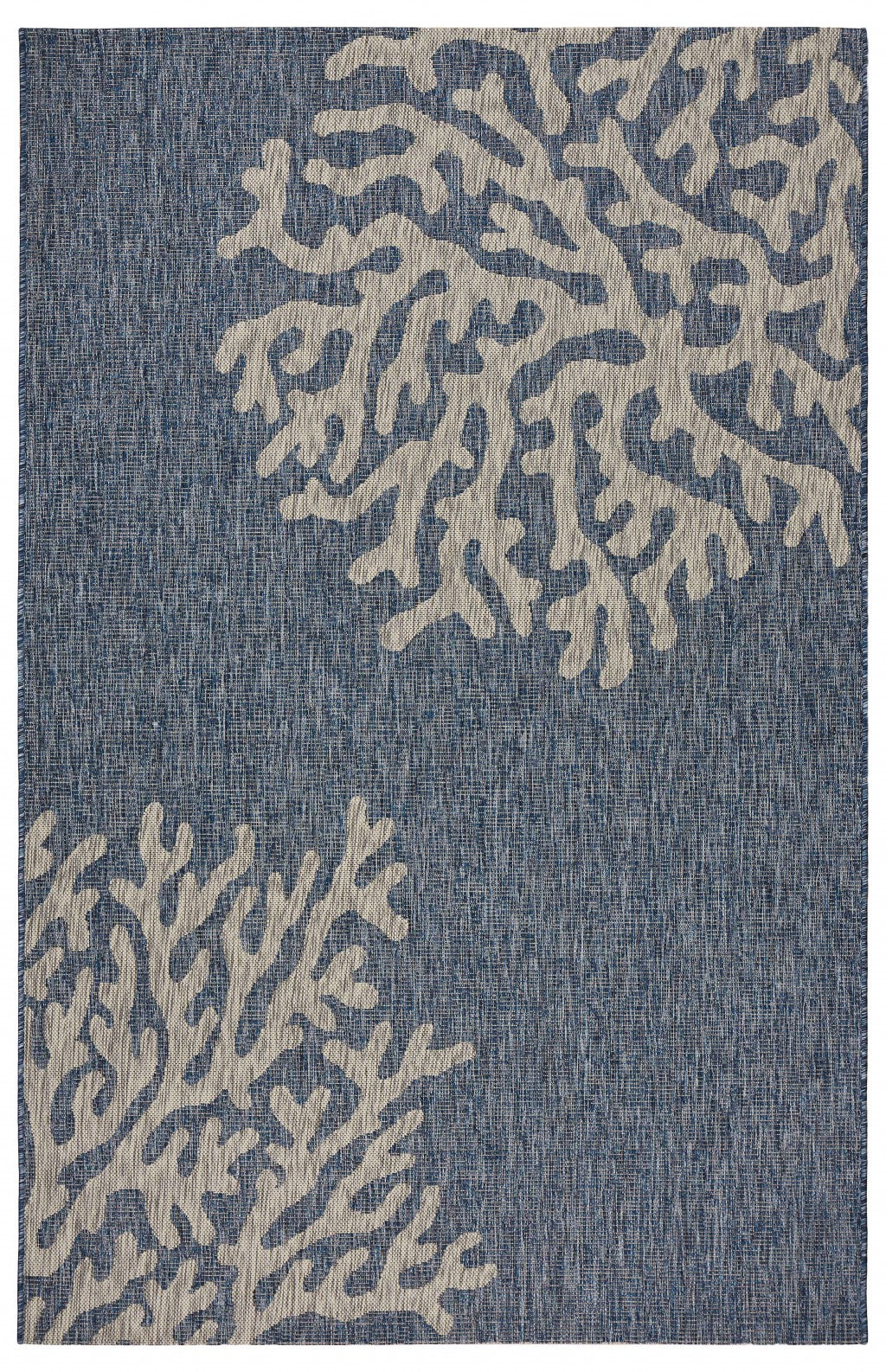 5’ x 7’ Navy Coral Reef Indoor Outdoor Area Rug