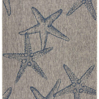 5’ x 7’ Blue Starfish Indoor Outdoor Area Rug