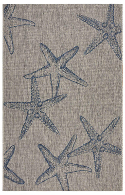 5’ x 7’ Blue Starfish Indoor Outdoor Area Rug