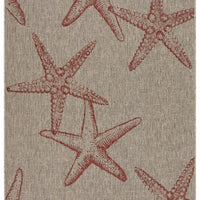 5’ x 7’ Red Starfish Indoor Outdoor Area Rug